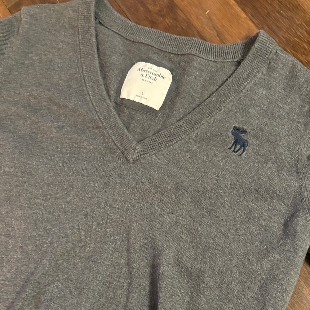 Abercrombie & Fitch Kids L Or Women’s S Gray V-Neck Cotton & Cashmere Sweater